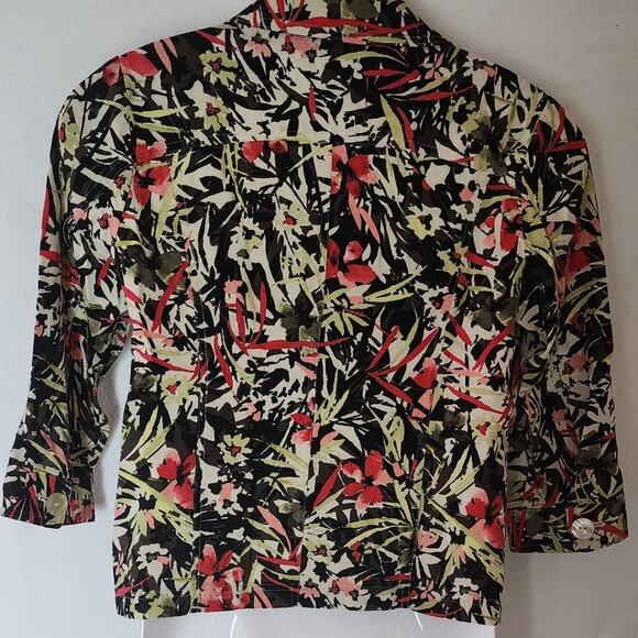 CJ Banks Multicolor Floral Print Linen Lightweight Jacket Oversized Button W SM - Picture 2 of 12